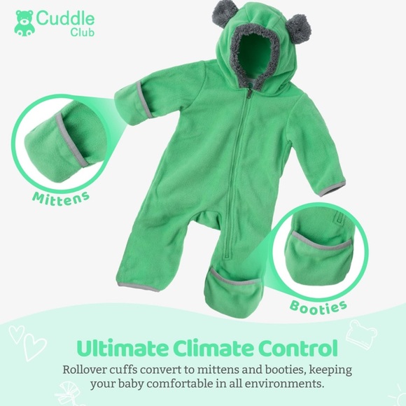 Cuddle Club Fleece Baby Bodysuit – Infant One Piece Hooded Romper - Outerwear - Picture 15 of 15